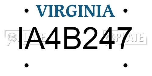 IA4B247 Virginia License Plate