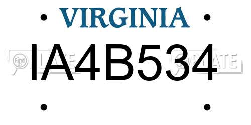 IA4B534 Virginia License Plate
