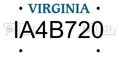IA4B720 Virginia License Plate