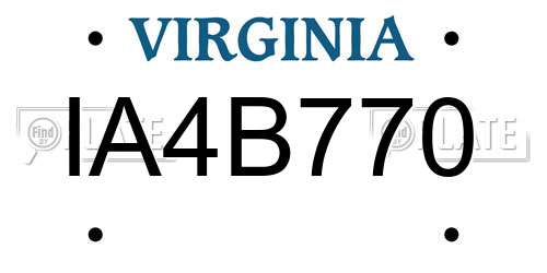 IA4B770 Virginia License Plate