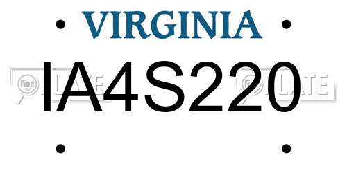 IA4S220 Virginia License Plate