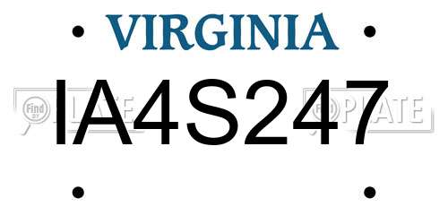IA4S247 Virginia License Plate