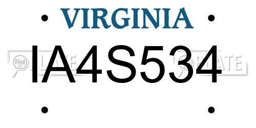 IA4S534 Virginia License Plate