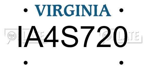 IA4S720 Virginia License Plate