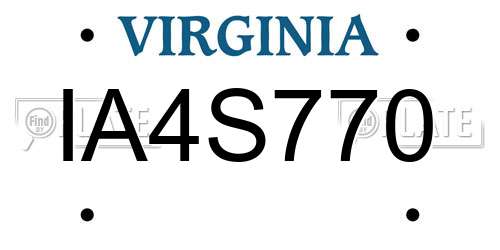 IA4S770 Virginia License Plate