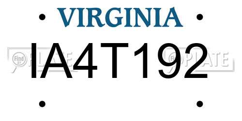 IA4T192 Virginia License Plate