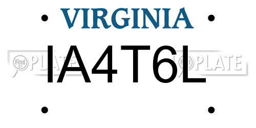 IA4T6L Virginia License Plate