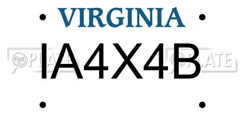 IA4X4B Virginia License Plate