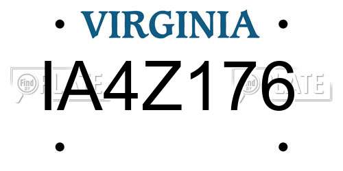 IA4Z176 Virginia License Plate