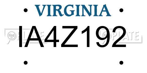 IA4Z192 Virginia License Plate