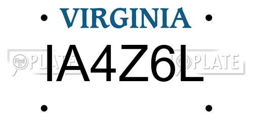 IA4Z6L Virginia License Plate