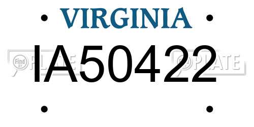 IA50422 Virginia License Plate