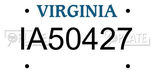 IA50427 Virginia License Plate