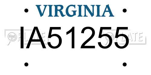 IA51255 Virginia License Plate