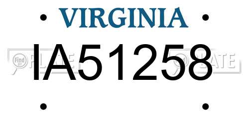 IA51258 Virginia License Plate