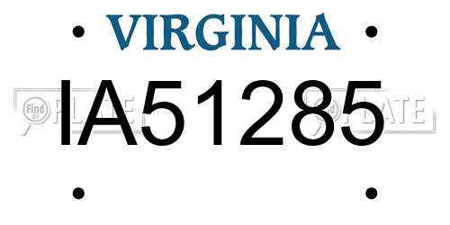 IA51285 Virginia License Plate