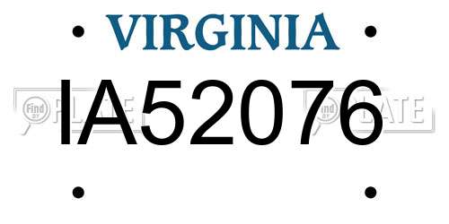 IA52076 Virginia License Plate