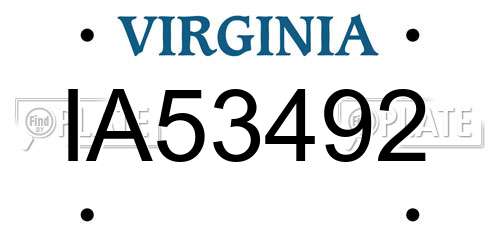 IA53492 Virginia License Plate