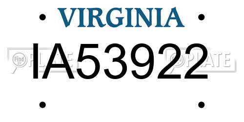 IA53922 Virginia License Plate