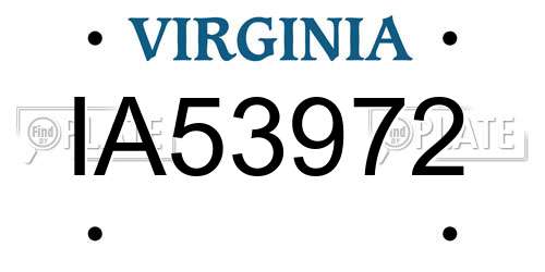 IA53972 Virginia License Plate