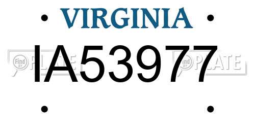 IA53977 Virginia License Plate