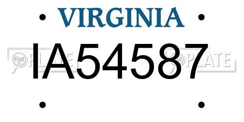 IA54587 Virginia License Plate