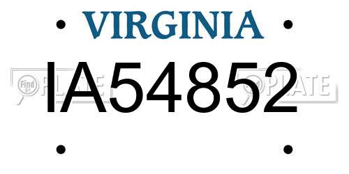 IA54852 Virginia License Plate