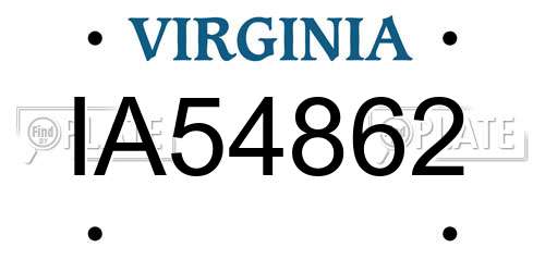 IA54862 Virginia License Plate