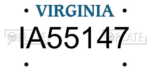 IA55147 Virginia License Plate