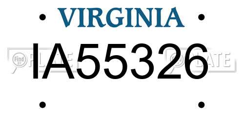 IA55326 Virginia License Plate