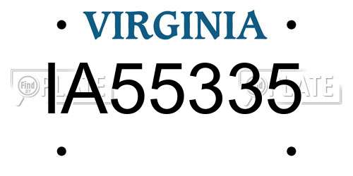 IA55335 Virginia License Plate