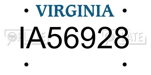 IA56928 Virginia License Plate