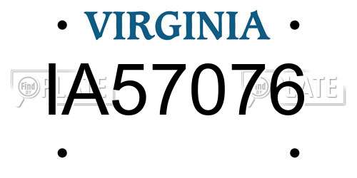 IA57076 Virginia License Plate