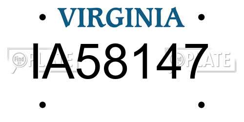 IA58147 Virginia License Plate