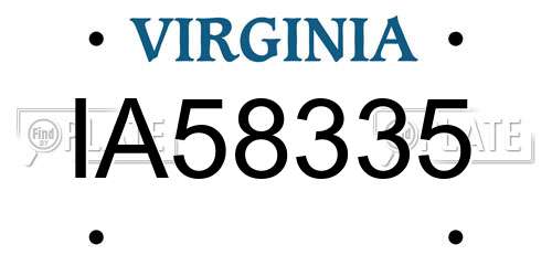 IA58335 Virginia License Plate