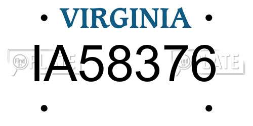 IA58376 Virginia License Plate