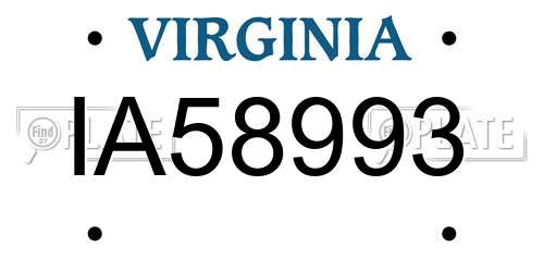 IA58993 Virginia License Plate