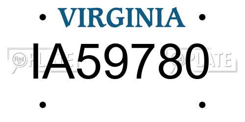 IA59780 Virginia License Plate