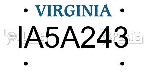 IA5A243 Virginia License Plate