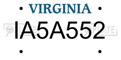 IA5A552 Virginia License Plate