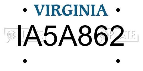 IA5A862 Virginia License Plate