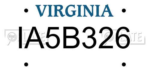 IA5B326 Virginia License Plate