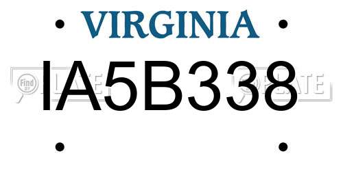 IA5B338 Virginia License Plate