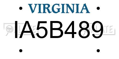 IA5B489 Virginia License Plate
