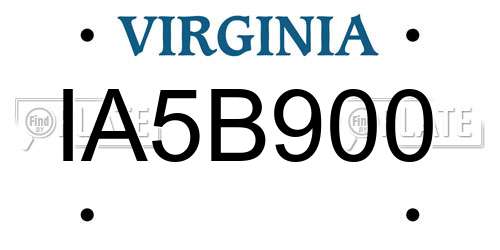 IA5B900 Virginia License Plate