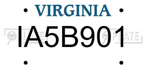 IA5B901 Virginia License Plate