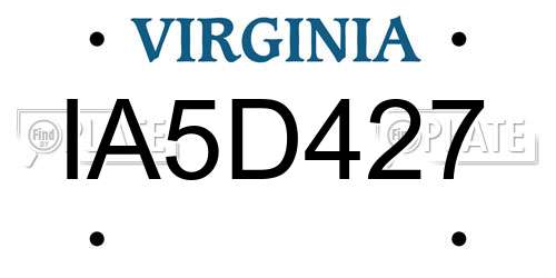 IA5D427 Virginia License Plate