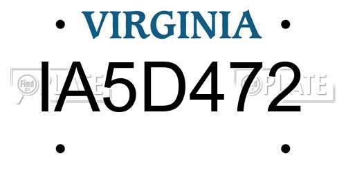 IA5D472 Virginia License Plate