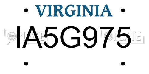 IA5G975 Virginia License Plate