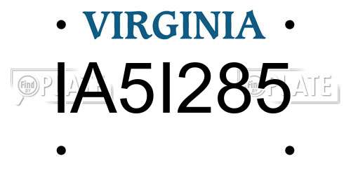 IA5I285 Virginia License Plate